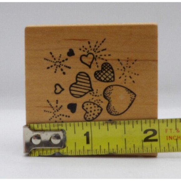 Stamp Wooden Hearts Embossing Arts @484D ©1989 2" x 2" - Picture 2 of 4